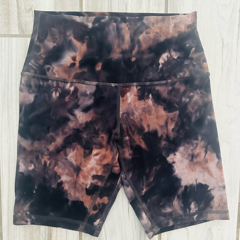 lululemon; Align HR Biker Shorts, 8”, Tie-Dye Diamond Graphite Gray/Pink Pastel,